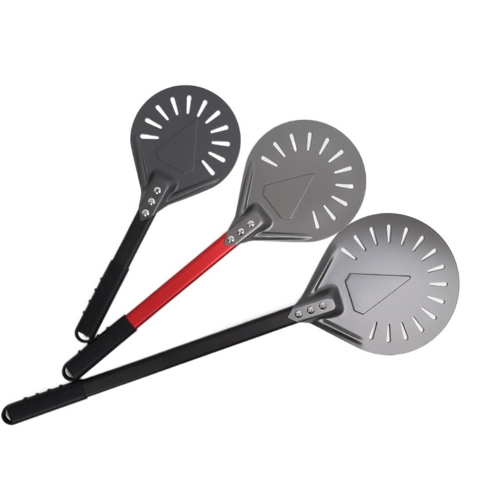 UDHSNJZG Pizza Peel, 1 Piece, Small Perforated Pizza Peel with Short Handle, Nonstick, Kitchen Utensil, Pizza Turner for Oven Accessories (Black, 9 in, 60 cm)