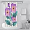 UERWOWELL Scandinavian Minimalist Shower Curtain, Purple Flowers and Blue-Green Foliage, Quick-Drying Fabric, 120 x 200 cm view 2