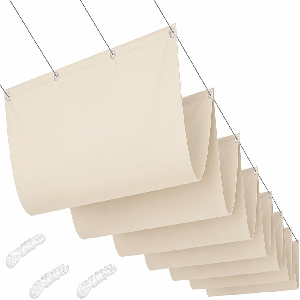 Retractable Wave Sun Shade, 160 x 280 cm, Cream