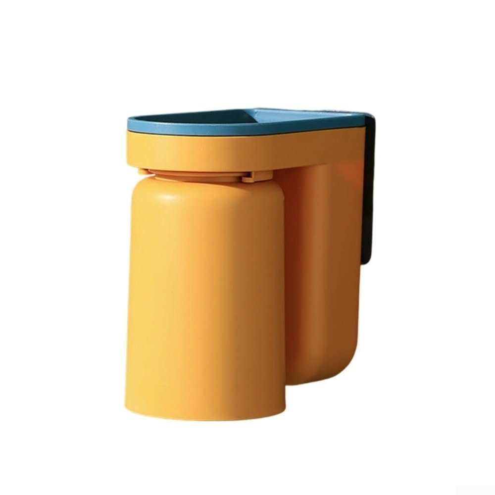 Toothbrush Holder and Mouthwash Cup, No-Drill Wall Design for Bathroom, Provides Storage and Moisture Protection (Yellow)