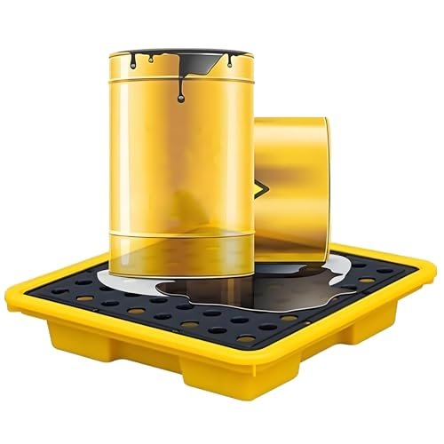 Industrial Spill Containment Pallet, Stackable Modular Design, 49 x 35 x 9 cm