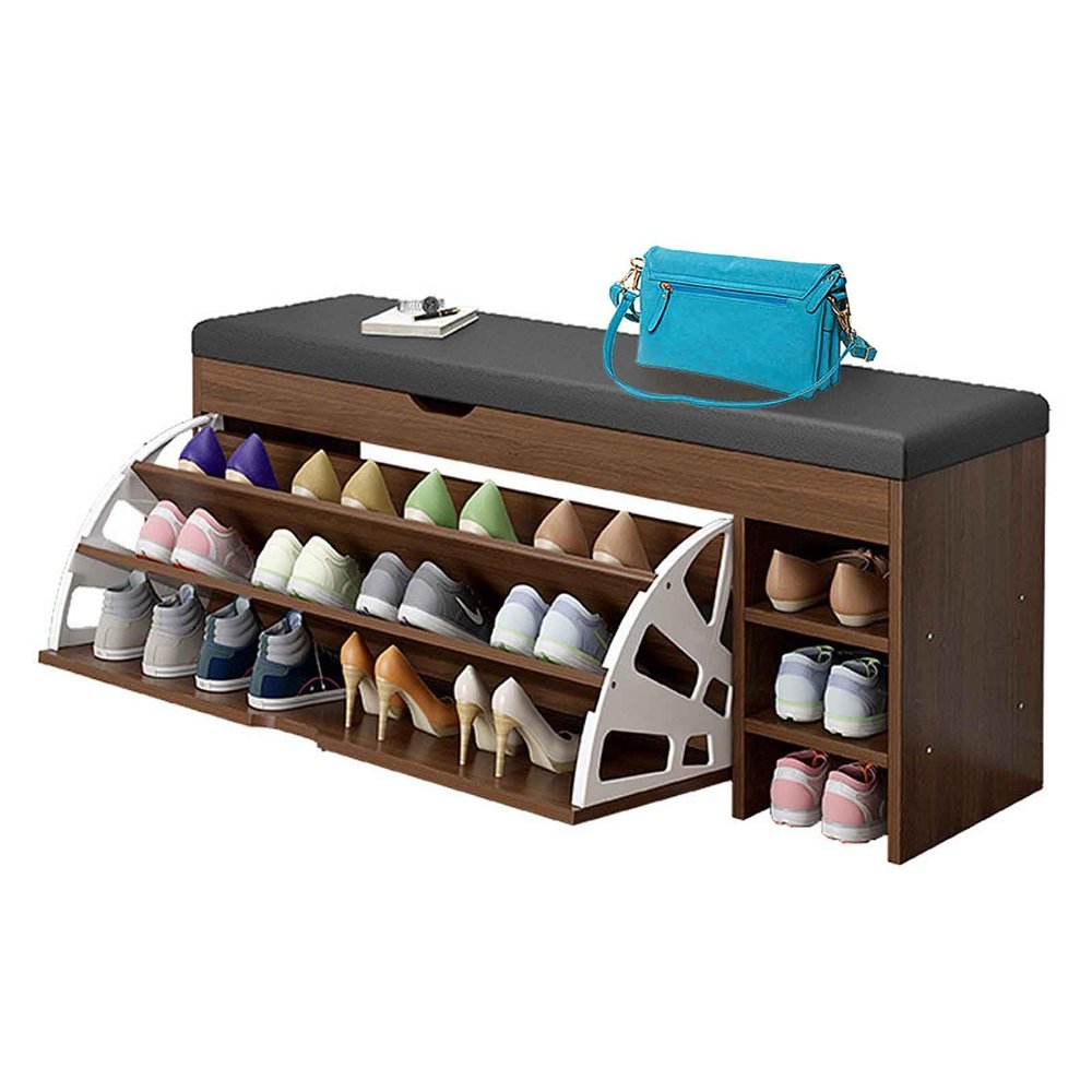 Generic Shoe Bench with Padded Seat and Storage Compartment
