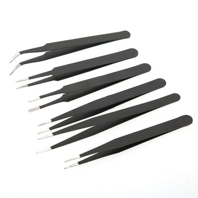 Fdit 6-Piece Antistatic Stainless Steel Tweezers Set for Jewelry, Rhinestones, and Nonmagnetic Watchmaking Tools