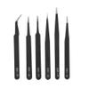 Fdit 6-Piece Antistatic Stainless Steel Tweezers Set for Jewelry, Rhinestones, and Nonmagnetic Watchmaking Tools view 3