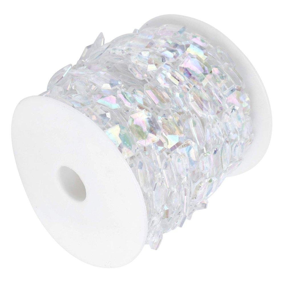 Akozon 10 m Iridescent Rectangular Acrylic Bead Garland for Weddings and Festivals