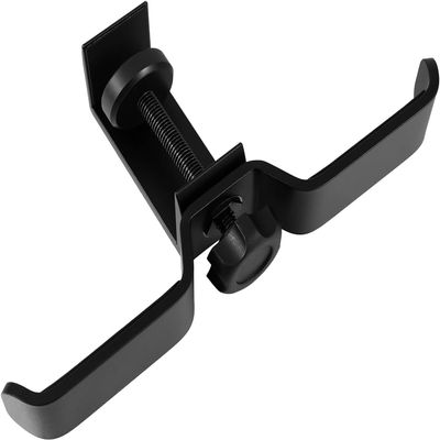 Rotating Aluminum Alloy Dual-Clamp Headphone Holder for Under-Desk Mounting, Black