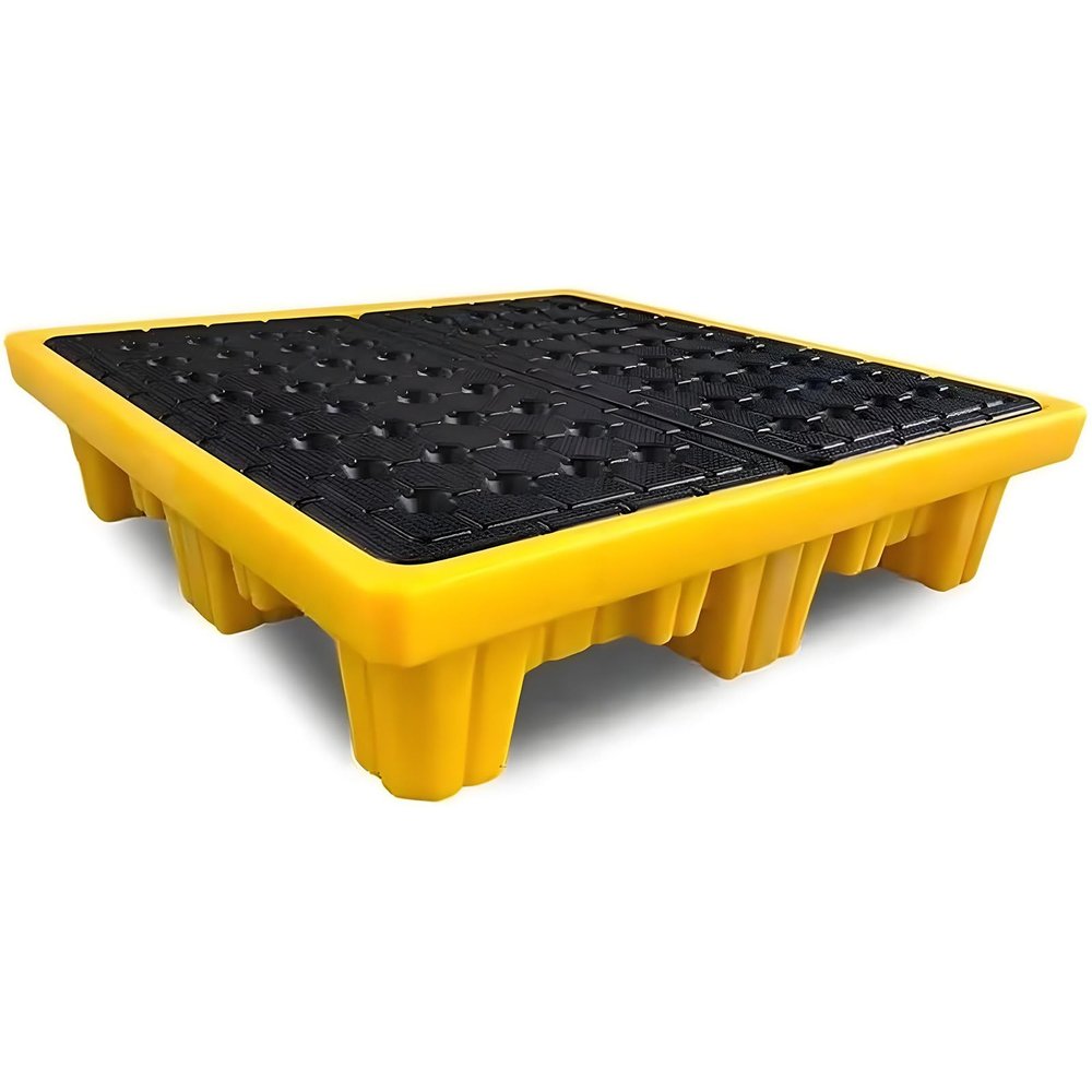 Durable, Stackable Spill Containment Tray with Drain Outlet for Warehouses and Industrial Use