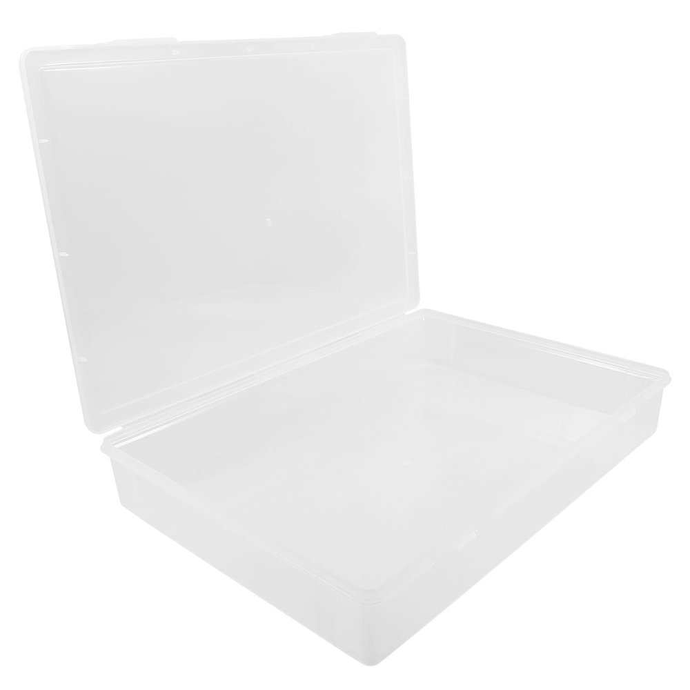 OSOLADY Plastic Storage Box for A4 Paper and Files, Transparent Desktop Organizer with Lid for Travel and Office