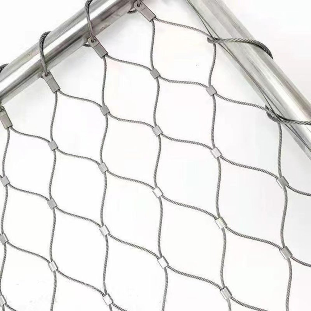 304 Stainless Steel Cable Mesh, 10 x 10 cm, 2 mm Wire, Flexible, for Balconies, WGHGCF (1 x 8 m/3.3 x 26.2 ft)
