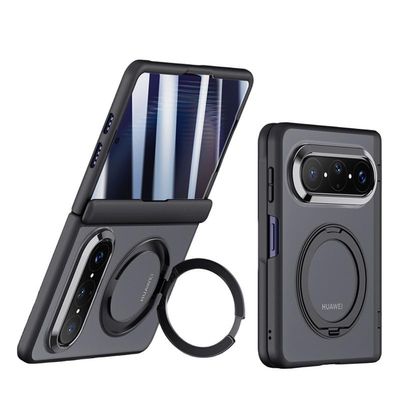 Huawei Pura X Max Case, Shockproof Slim Matte Case with Built-In Screen and Full Hinge Protection, Black Anti-Peeping