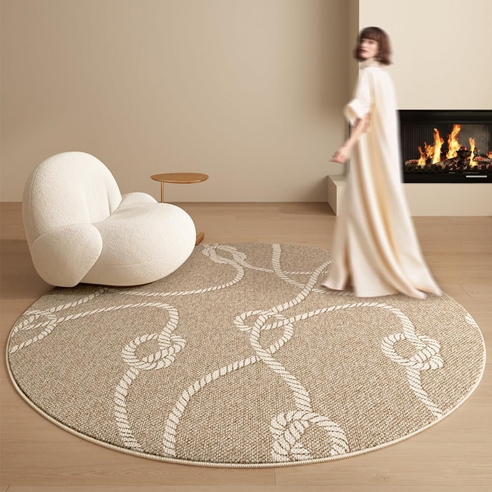 PIZZZENO Round Cream-Style Shaggy Rug, Soft and Thick, 250 x 250 cm