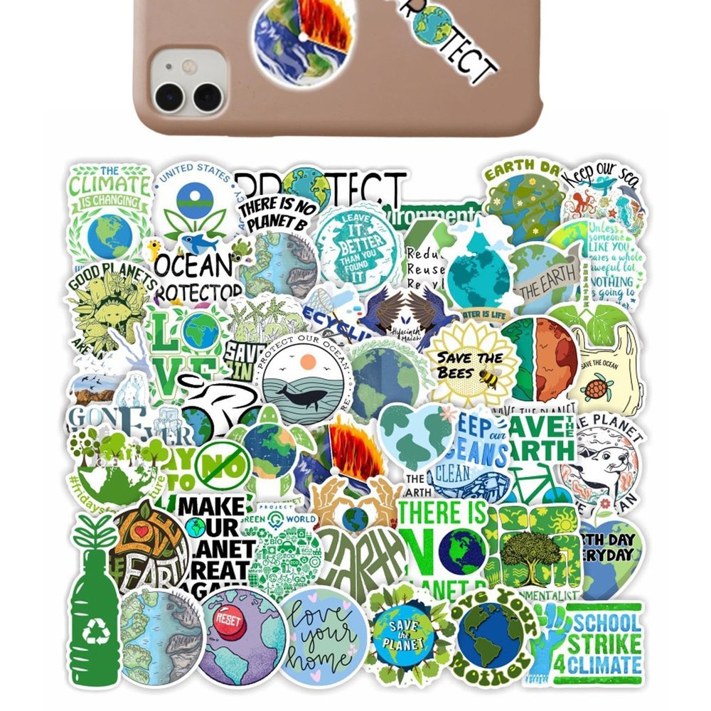 Eco-Friendly Stickers | 50 Reusable Natural Green Stickers