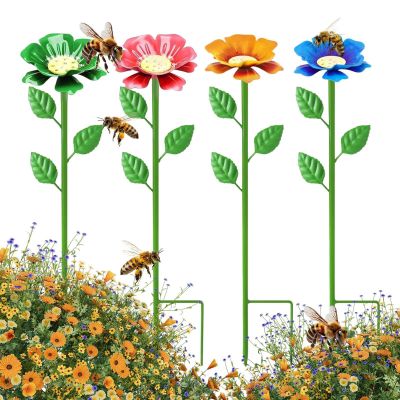 4-Piece Garden Drinking Cup Set with Ground Stakes