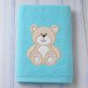 Personalized Cotton Children's Towel with Name, Text, 3D Appliqué or Embroidery, Soft and Washable up to 60°C, Gift for Girls and Boys, Aqua Blue, 70 x 140 cm view 1