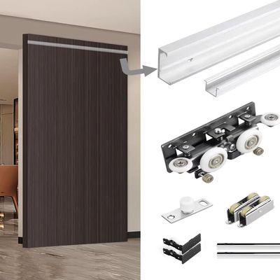 Hidden Sliding Door Hardware, Space-Saving Trackless System for Concealed Rooms, Compatible with 40–50 mm Bypass Cabinet Panels