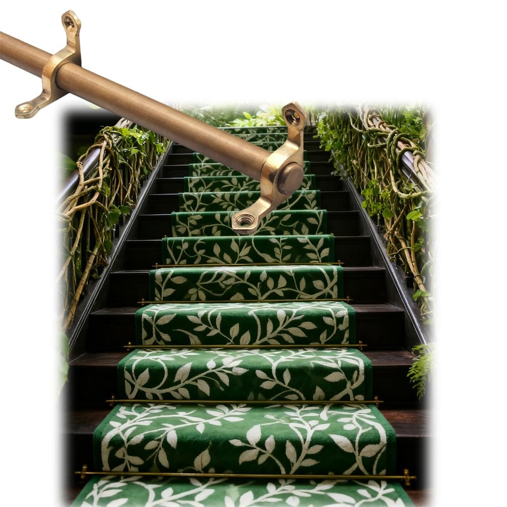 Stair Runner Carpet Rod, Premium Solid Brass Set, 12-Pack, 61 cm (24 in), Adjustable Tube Design