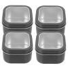 OFFIGAM Square Storage Boxes, Reusable and Portable, 4-Pack, Black Tinplate view 1