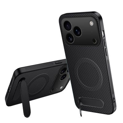 Lzzox Protective Case for Honor 600 Pro, Stand, Magnetic, Wireless Charging, Camera Protection, Carbon Texture, Anti-Fingerprint Back (Black, 600 Pro)