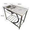 ZQFHSX Large Commercial Kitchen Sink, Single-Basin Stainless Steel view 2
