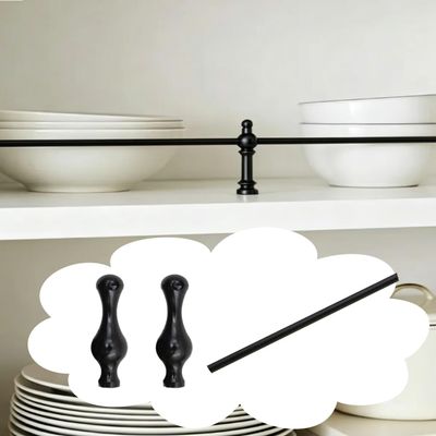 Shelf Guard Rail for Kitchen Shelves, Black-A, 22 in/55.8 cm