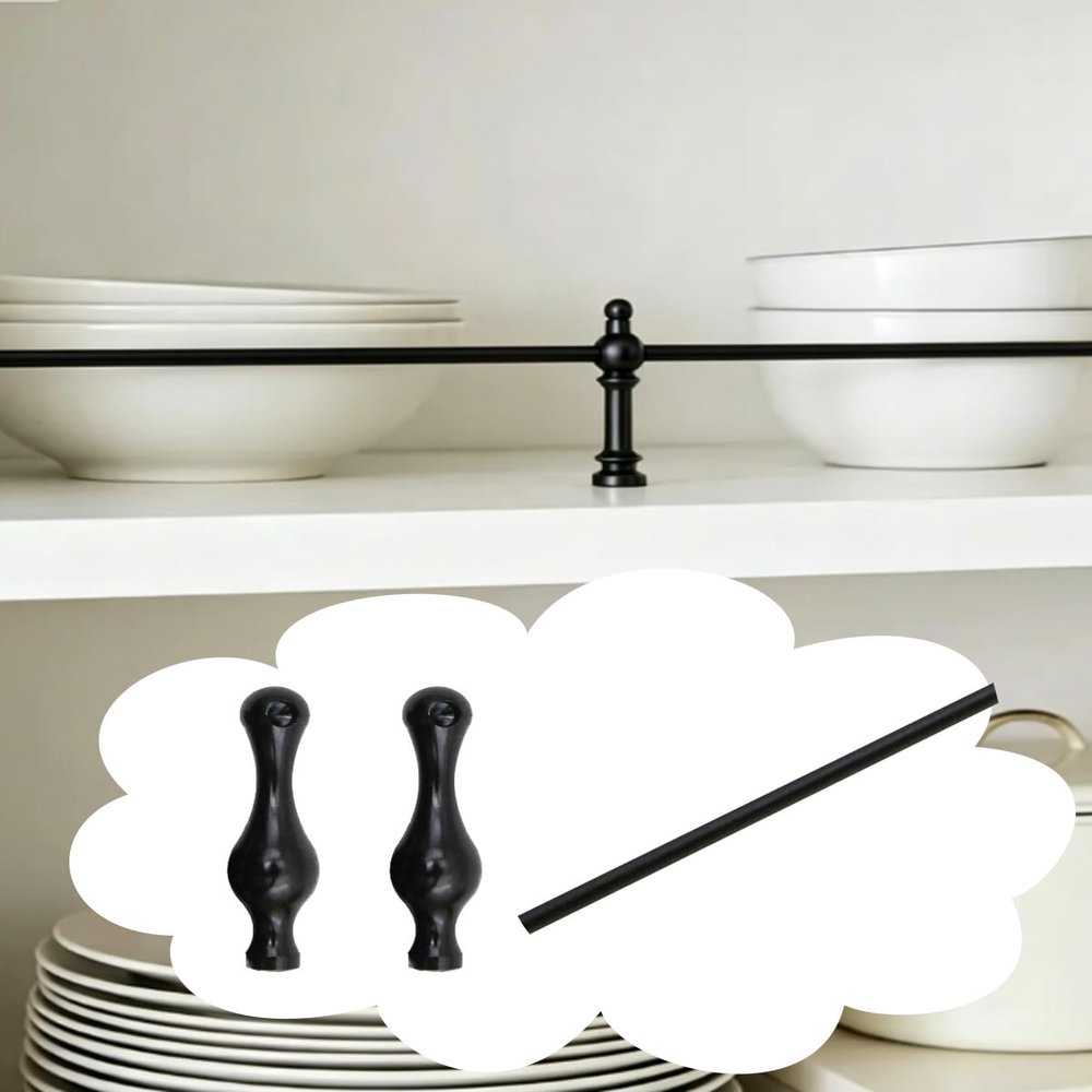 Shelf Guard Rail for Kitchen Shelves, Black-A, 22 in/55.8 cm