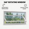 CUXAHO 360° Rotating Rectangular Window, Aluminum Alloy Frame with 5 mm Tempered Glass, Basement & Bathroom Window, Shed, White, 30 x 85 cm view 2