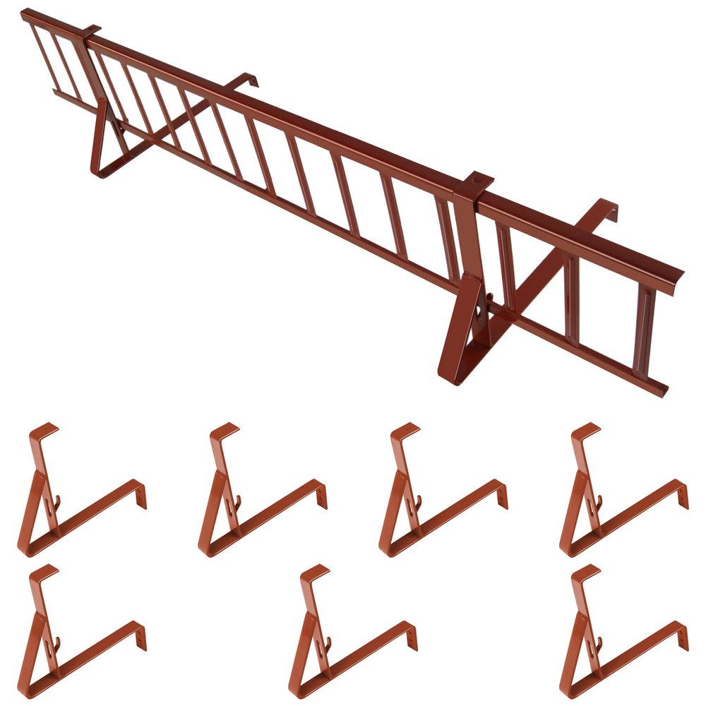 3.0 m Snow Guard Set for Plain Roof Tiles, 7 Supports, 20 cm Tile Red