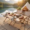 HOMASIS Portable Folding Camping Table for 4–6 People, Roll-Up Pine Wood Picnic Table with Carrying Bag view 2