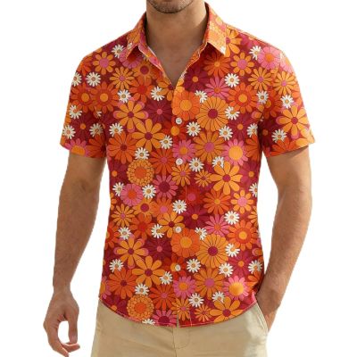 Men's Short-Sleeve Hawaiian Shirt – Floral Summer Beach Shirt