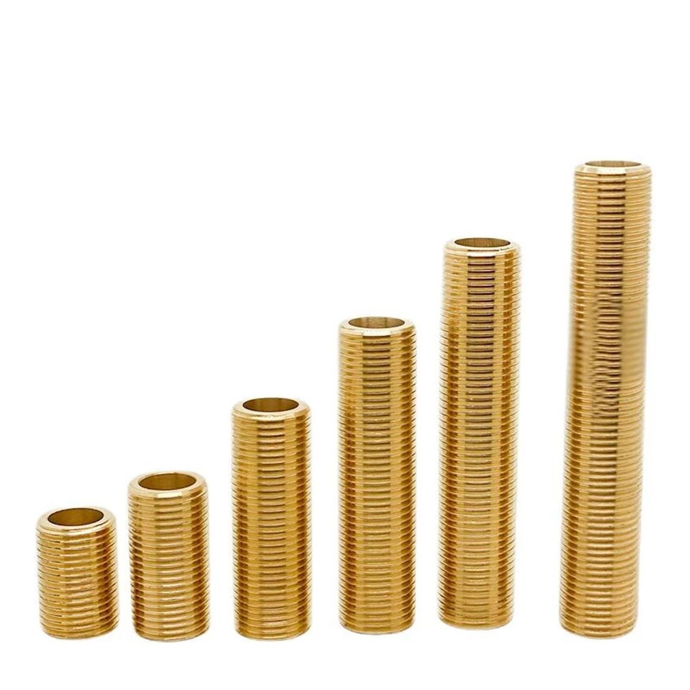 Brass Full-Thread Long Nipple Pipe Fitting Adapter, Male Thread