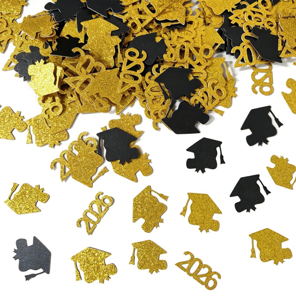 Tayahanude 200-Piece Black Gold Confetti Decorations