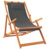 Set of 2 Folding Beach Chairs with Gray Fabric, Adjustable Reclining Positions, and Wooden Frames view 2
