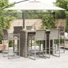 SooIarix 7-Piece Gray Poly Rattan and Acacia Garden Bar Set with 6 Bar Stools and Bar Table view 2