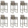 SooIarix 7-Piece Gray Poly Rattan and Acacia Garden Bar Set with 6 Bar Stools and Bar Table view 3