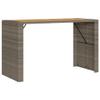 SooIarix 7-Piece Gray Poly Rattan and Acacia Garden Bar Set with 6 Bar Stools and Bar Table view 4