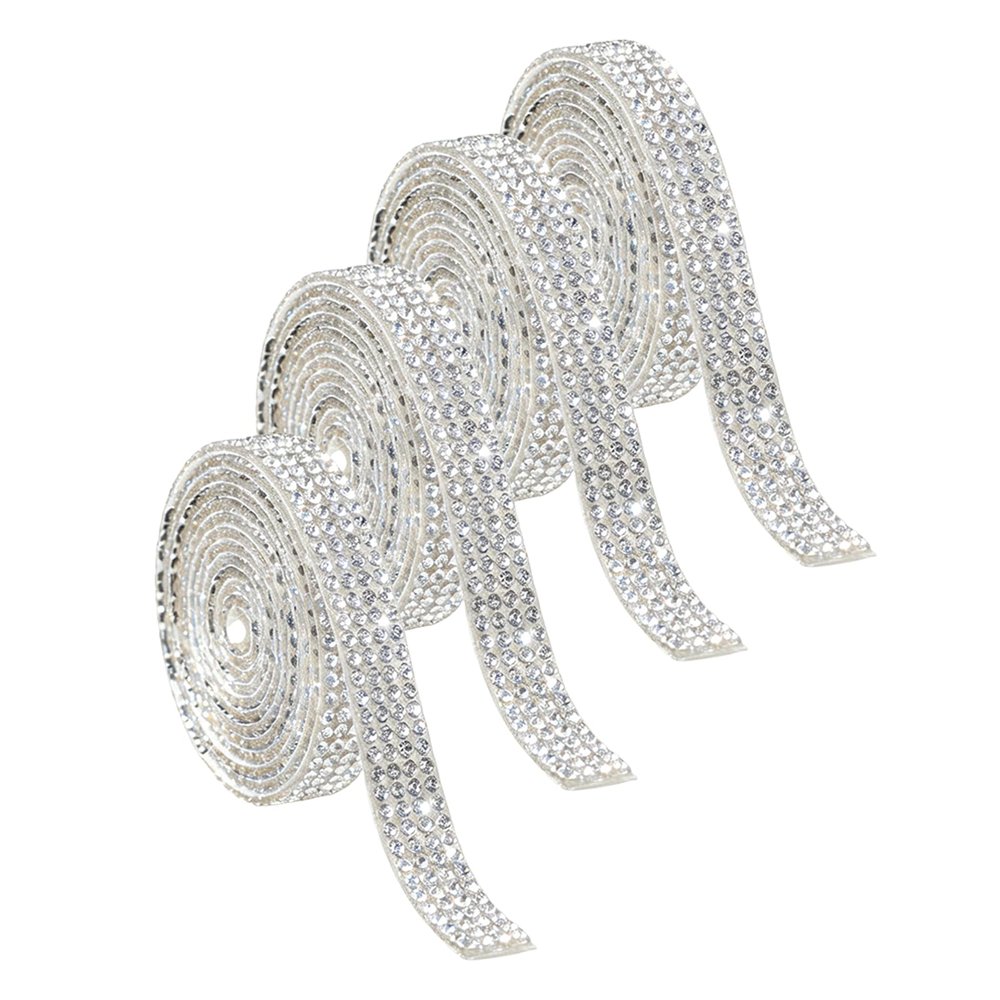 Self-Adhesive Rhinestone Trim, 4 Silver Rolls, 0.9 cm x 91 cm