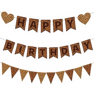 Leopard Print Happy Birthday Banner Set