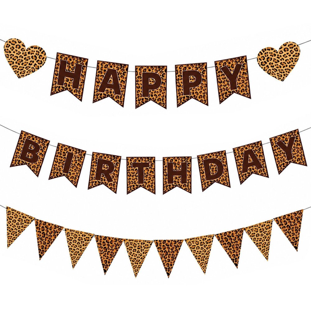Leopard Print Happy Birthday Banner Set