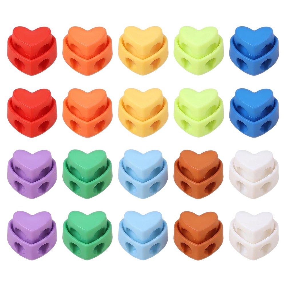 XENQITO 20 Pack Cord Locks, Heart Shape 2 Hole