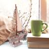 FELTECHELECTR Small Wooden Sailboat Model Tabletop Decoration view 4