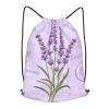 HEBSDFG Drawstring Backpack with Lavender Stamp Print, Adjustable Cord Bag for Women and Men, Black, S, Daypack view 1