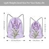 HEBSDFG Drawstring Backpack with Lavender Stamp Print, Adjustable Cord Bag for Women and Men, Black, S, Daypack view 4