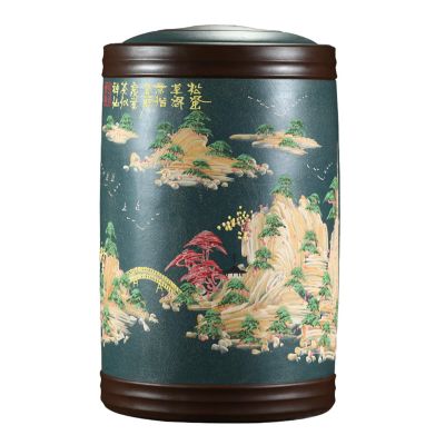 Large-Capacity Ceramic Rice Storage Container with Lid, Green, 75 kg