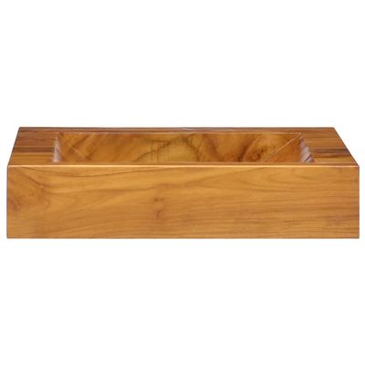 Solid Teak Wood Vessel Sink 50 x 35 x 10 cm, Natural Stone Look