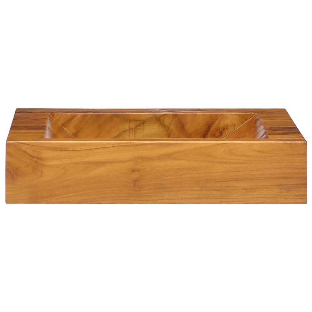 Solid Teak Wood Vessel Sink 50 x 35 x 10 cm, Natural Stone Look