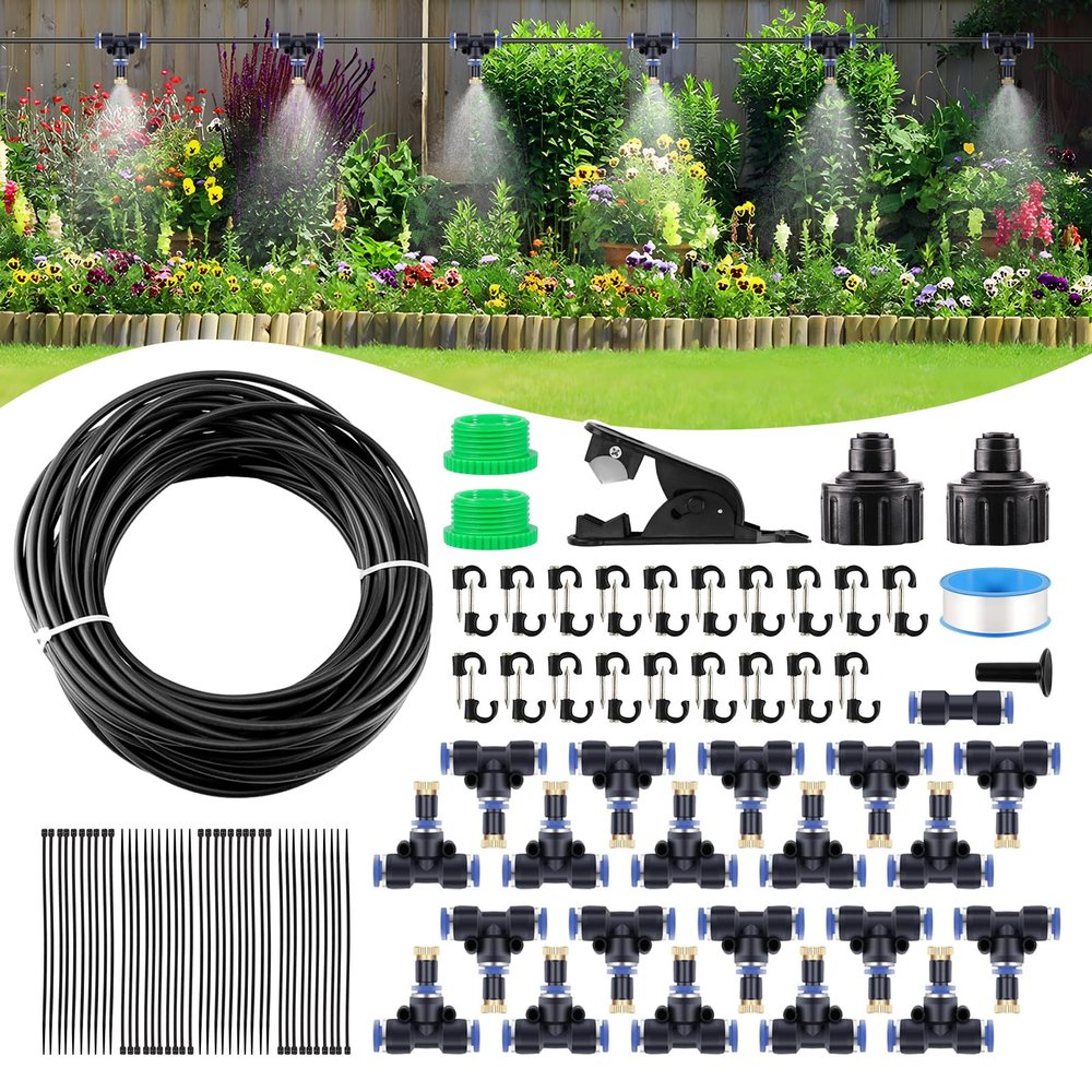 HOMGUARD 20 m Garden Irrigation System with 20 Nozzles, DIY Irrigation Kit