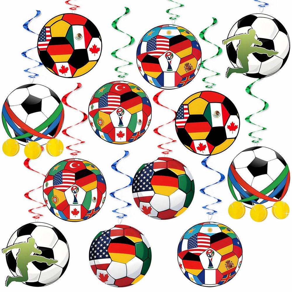 24 Pack WM 2026 Football Hanging Swirls