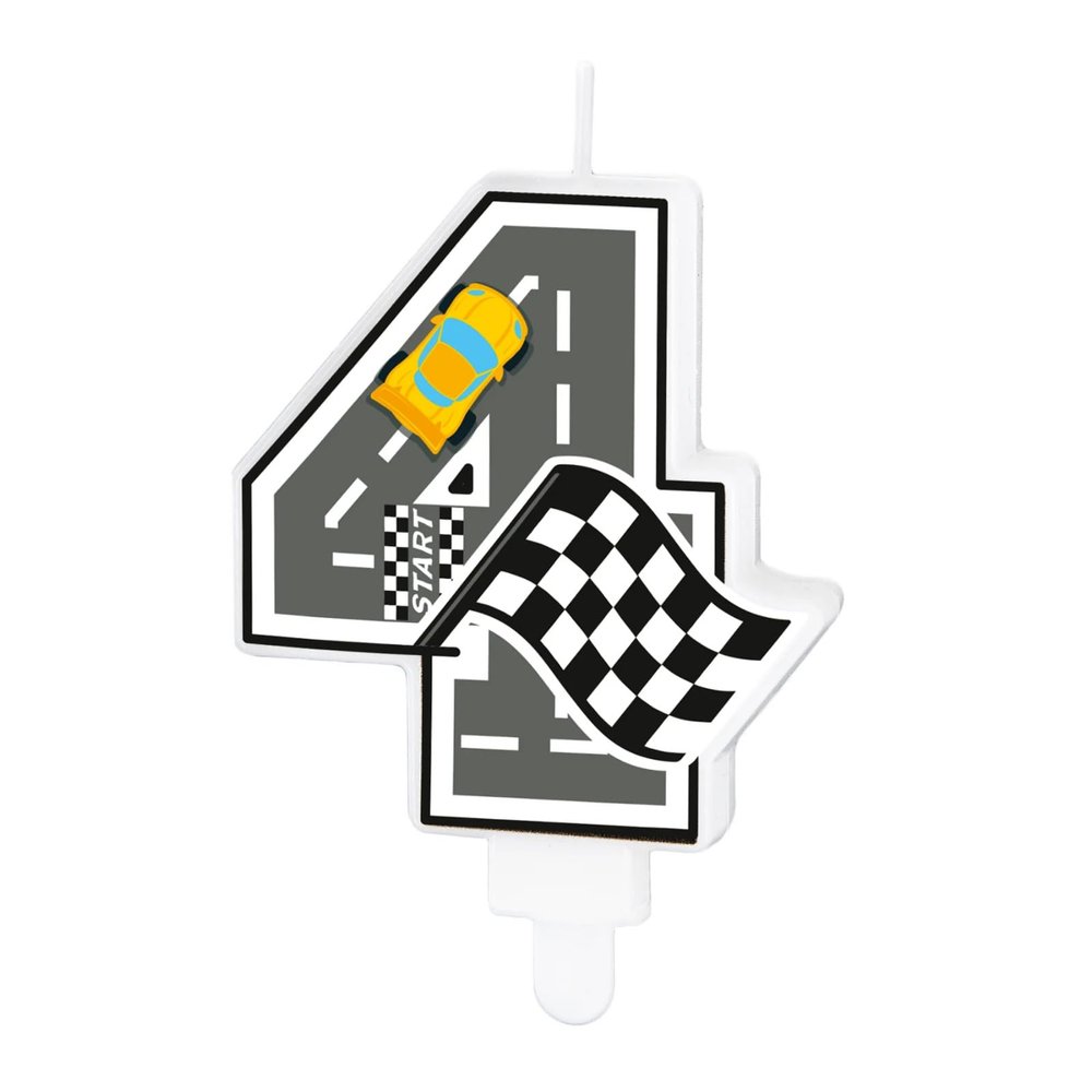 Race Car Birthday Candle Number 4