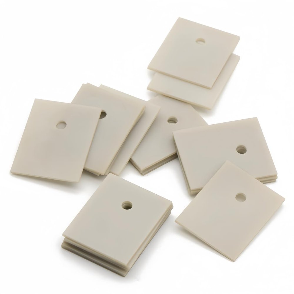 Thermally Conductive Aluminum Nitride Ceramic Thin Plates with Holes, 100-Pack, 22 × 28 × 1.0 mm