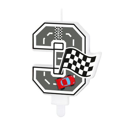 Race Car Birthday Candle Number 3